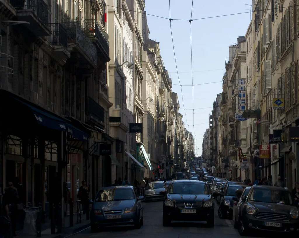 A stylish scarf-wearing look in Marseille that doubles as wind protection against the Mistral