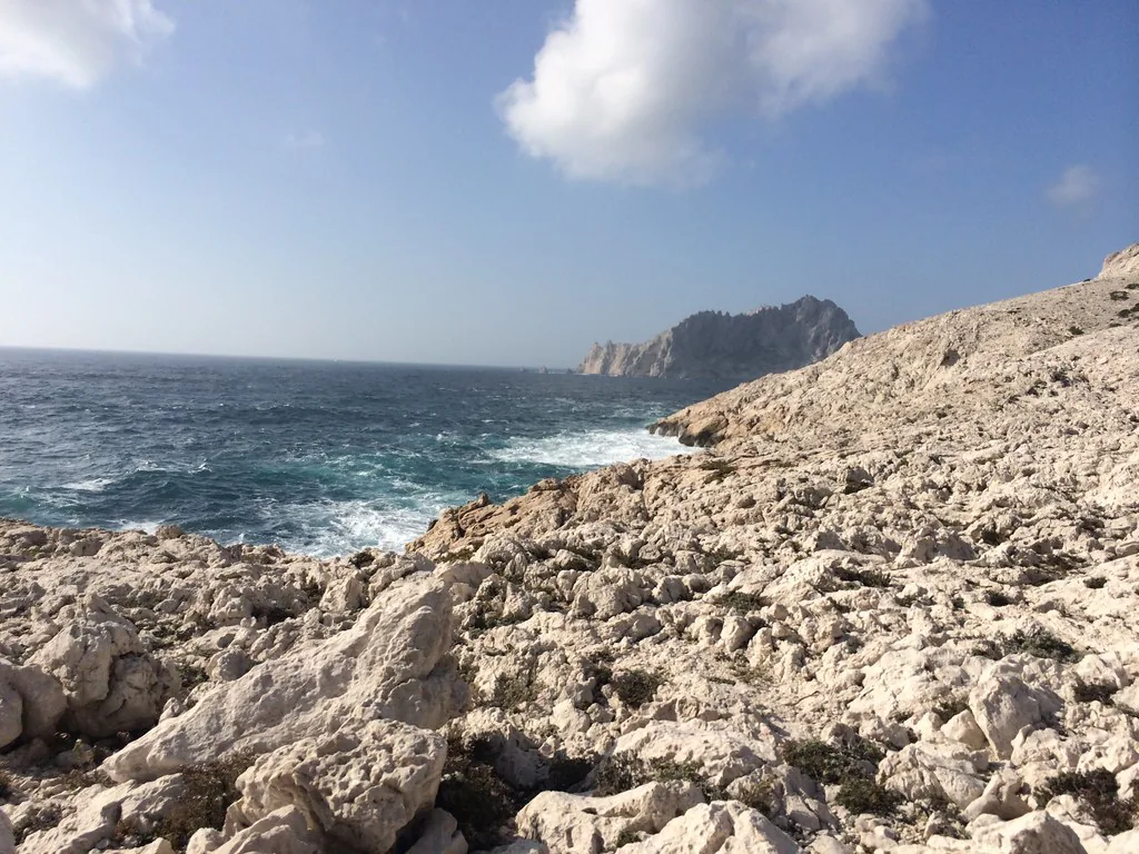 Marseille summer scene with bright Mediterranean light and casual coastal style