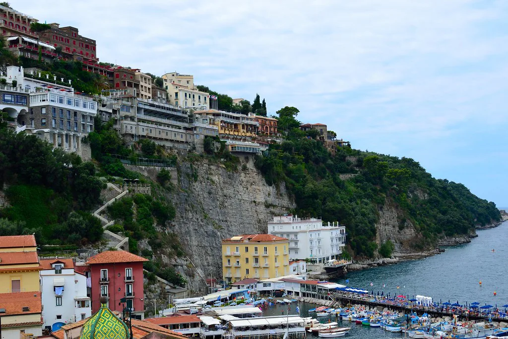 A quiet Sorrento street in winter on the Amalfi Coast in February
