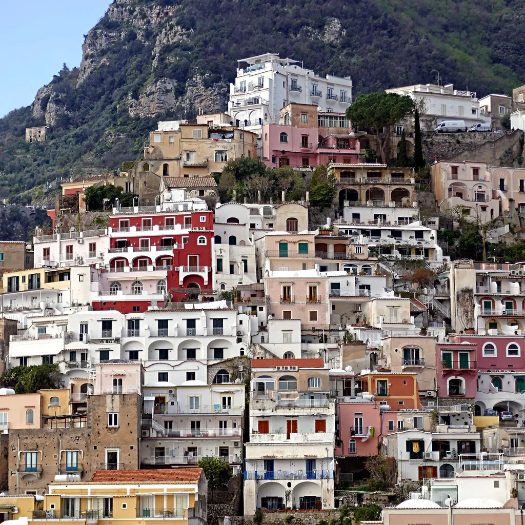 A cafe terrace in Sorrento's old town, ideal for a winter coffee in February