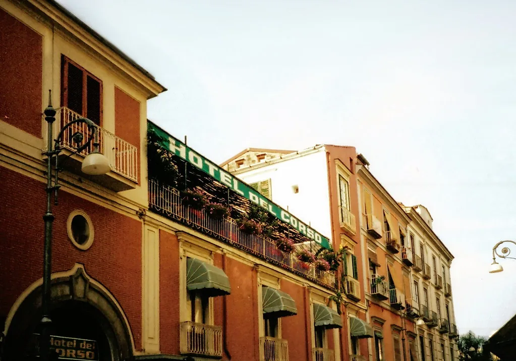 Cafe in Sorrento old town with cobblestone streets in autumn
