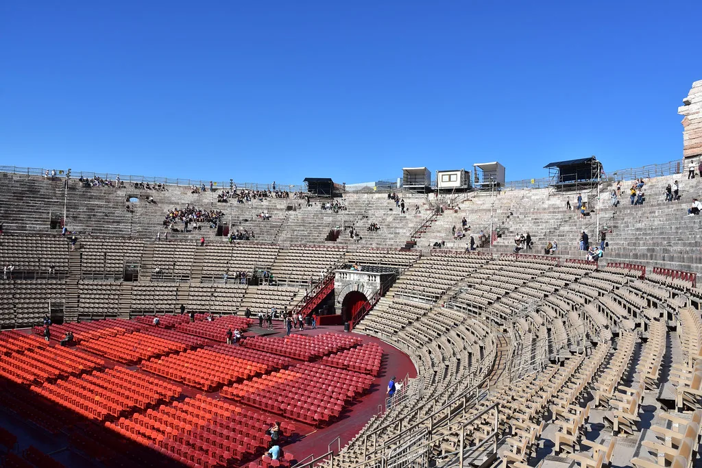 The Roman Arena in Verona under spring skies, where light layers suit April sightseeing