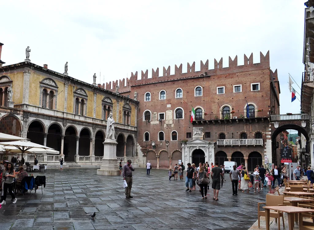 A historic street in Verona, Italy showing the cobblestones and architecture you'll walk in May